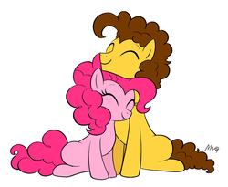 Size: 1280x1050 | Tagged: dead source, safe, artist:mn27, cheese sandwich, pinkie pie, g4, female, male, neck nuzzle, ship:cheesepie, shipping, simple background, straight, white background