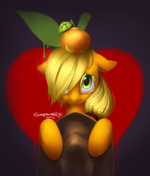 Size: 637x750 | Tagged: safe, artist:eosphorite, applejack, earth pony, pony, g4, female, hair over one eye, orange, portrait, solo