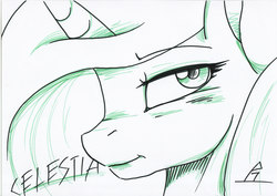 Size: 3504x2480 | Tagged: safe, artist:whitepone, princess celestia, g4, female, solo, traditional art