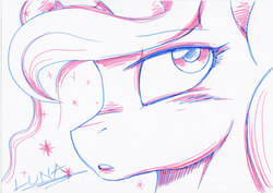 Size: 3504x2480 | Tagged: safe, artist:whitepone, princess luna, g4, female, solo, traditional art