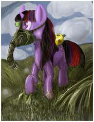 Size: 786x1017 | Tagged: safe, artist:skoparov, twilight sparkle, pony, unicorn, g4, female, rain, respirator, solo, unicorn twilight