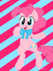 Size: 1280x1707 | Tagged: safe, artist:nijiness, pinkie pie, earth pony, pony, g4, bipedal, bowtie, female, happy, solo