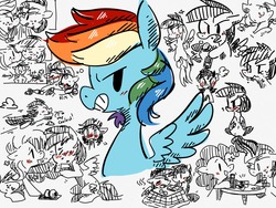 Size: 1024x768 | Tagged: safe, artist:supernoncutie, applejack, fluttershy, pinkie pie, rainbow dash, rarity, twilight sparkle, g4, mane six, partial color, sketch dump