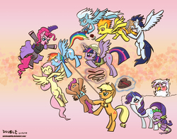 Size: 4200x3300 | Tagged: safe, artist:peichenphilip, applejack, fleetfoot, fluttershy, pinkie pie, rainbow dash, rarity, scootaloo, soarin', spike, spitfire, twilight sparkle, alicorn, dragon, earth pony, pegasus, pony, unicorn, g4, bedroom eyes, bipedal, blushing, box of chocolates, everypony loves dash, eyes on the prize, female, fleetdash, fluffy, glare, gritted teeth, hearts and hooves day, hoof hold, hug, lesbian, magic, male, mane seven, mane six, mare, open mouth, pie, puffy cheeks, rainbow dash gets all the mares, rainbow dash gets everyone, rearing, rope, rose, saloon dress, ship:appledash, ship:flutterdash, ship:gildash, ship:pinkiedash, ship:raridash, ship:scootadash, ship:soarindash, ship:sparity, ship:spitdash, ship:twidash, shipping, shivering, smiling, straight, telekinesis, tsundere, twilight sparkle (alicorn), valentine's day, whip, wide eyes