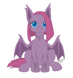 Size: 804x853 | Tagged: artist needed, safe, pinkie pie, bat pony, pony, g4, cute, cuteamena, female, pinkamena diane pie, race swap, simple background, solo, tattoo, transparent background