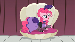 Size: 1366x768 | Tagged: safe, screencap, pinkie pie, g4, over a barrel, clothes, dress, female, puffy sleeves, saloon dress, saloon pinkie, solo
