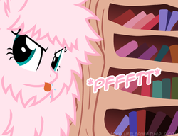 Size: 650x500 | Tagged: safe, artist:mixermike622, oc, oc only, oc:fluffle puff, pony, tumblr:ask fluffle puff, g4, angry, fluffy, raspberry, solo, tongue out