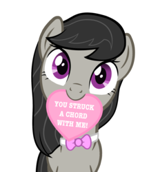 Size: 1280x1482 | Tagged: safe, artist:stealth1546, octavia melody, earth pony, pony, g4, bronybait, female, mouth hold, pun, simple background, solo, transparent background, valentine, vector