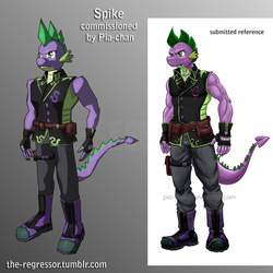 Size: 1024x1024 | Tagged: safe, artist:pia-sama, artist:the regressor, spike, anthro, plantigrade anthro, comic:rogue diamond, g4, 3d, comparison, male, solo