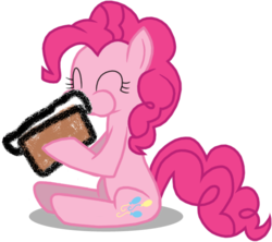 Size: 632x562 | Tagged: safe, artist:thelastgherkin, pinkie pie, g4, cake, eating, female, imaginary, solo