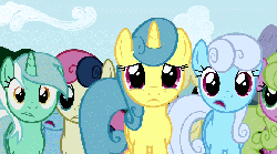 Size: 578x322 | Tagged: safe, edit, edited screencap, screencap, bon bon, daisy, flower wishes, lemon hearts, linky, lyra heartstrings, shoeshine, sweetie drops, earth pony, pony, unicorn, g4, the super speedy cider squeezy 6000, animated, blinking, crying, cute, dilated pupils, eye shimmer, female, frown, gritted teeth, lip bite, looking at you, loop, lyrabetes, male, open mouth, sad, sadorable, teary eyes, wide eyes