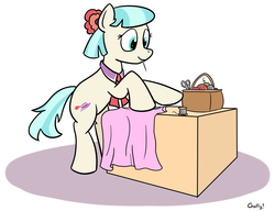 Size: 1347x1032 | Tagged: safe, artist:rapidstrike, coco pommel, g4, female, sewing, solo