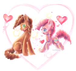 Size: 931x859 | Tagged: safe, artist:aquagalaxy, cheese sandwich, pinkie pie, g4, female, heart, male, ship:cheesepie, shipping, straight