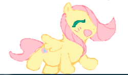 Size: 255x151 | Tagged: artist needed, safe, fluttershy, pegasus, pony, g4, blushing, eyes closed, female, mare, solo