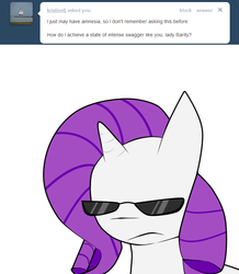 Size: 680x780 | Tagged: safe, artist:moonblizzard, rarity, g4, ask, female, rarity answers, solo, sunglasses, tumblr