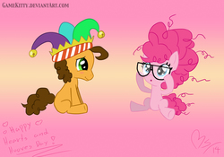 Size: 3543x2480 | Tagged: safe, artist:gamekitty, cheese sandwich, pinkie pie, g4, accessory swap, colt, female, filly, glasses, male, ship:cheesepie, straight