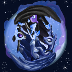 Size: 894x894 | Tagged: safe, artist:mare--in--the--moon, nightmare moon, princess luna, g4, duality