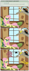 Size: 729x1767 | Tagged: safe, artist:grievousfan, discord, fluttershy, g4, angry, comic, request, the stare