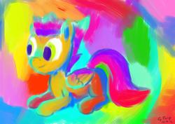 Size: 3507x2480 | Tagged: safe, artist:goldenpansy, oc, oc only, pegasus, pony, fauvism, painting