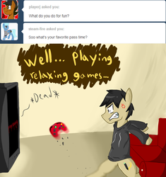 Size: 800x850 | Tagged: safe, artist:jamestempest, oc, oc only, pony, angry, ask, rage, rage quit, television, tumblr, video game