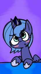 Size: 420x746 | Tagged: safe, artist:gasplanet, princess luna, alicorn, pony, g4, blushing, cute, female, filly, s1 luna, solo, woona