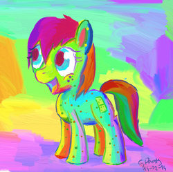 Size: 658x655 | Tagged: safe, artist:goldenpansy, oc, oc only, earth pony, pony, domino, fauvism, solo