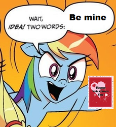 Size: 334x364 | Tagged: safe, rainbow dash, g4, bronybait, exploitable meme, hearts and hooves day, meme, special somepony, two words meme, valentine, valentine's day