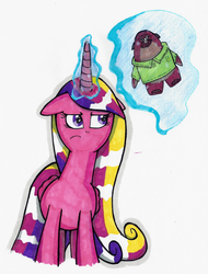 Size: 2283x3003 | Tagged: safe, artist:abigail m., princess cadance, g4, crossover, don carlton, monsters university, plushie, toy, traditional art