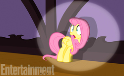 Size: 612x380 | Tagged: safe, screencap, fluttershy, filli vanilli, g4, caught, female, solo, spotlight, surprised