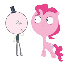 Size: 2149x1818 | Tagged: safe, artist:ranviet, pinkie pie, earth pony, pony, g4, simple ways, crossover, duo, inflated head, male, pops maellard, regular show, simple background, transparent background