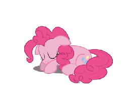Size: 348x258 | Tagged: safe, artist:yooyfull, pinkie pie, earth pony, pony, g4, animated, behaving like a dog, blinking, breathing, cute, diapinkes, ear scratch, female, flash game, interactive, puppy pie, scratching, simple background, sleeping, sleepy, solo, waking up, white background