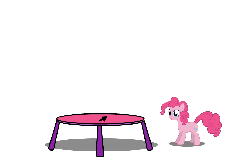 Size: 1200x800 | Tagged: safe, artist:yooyfull, pinkie pie, pony, g4, animated, cursor, cute, diapinkes, female, flash, fourth wall, game, simple background, solo, trampoline, white background