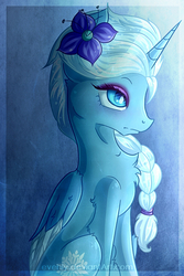 Size: 500x750 | Tagged: safe, artist:evehly, alicorn, pony, chest fluff, elsa, flower, flower in hair, fluffy, frozen (movie), ponified, solo