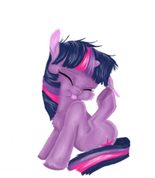 Size: 900x1032 | Tagged: safe, artist:bri-sta, twilight sparkle, unicorn, g4, :p, behaving like a dog, cute, ear scratch, eyes closed, female, filly, filly twilight sparkle, floppy ears, fluffy, one ear down, scratching, simple background, sitting, solo, tongue out, transparent background, twiabetes, twilight dog, unicorn twilight, younger
