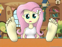Size: 1027x777 | Tagged: safe, artist:facelesssoles, fluttershy, equestria girls, g4, feet, female, foot fetish, foot focus, soles, solo, toes
