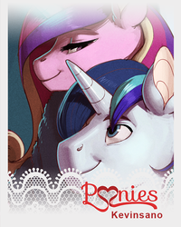 Size: 640x800 | Tagged: safe, artist:kevinsano, princess cadance, shining armor, pony, p<3nies, g4, duo, female, male, straight