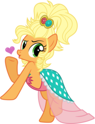 Size: 3509x4598 | Tagged: safe, artist:discorded, applejack, earth pony, pony, g4, simple ways, .ai available, absurd resolution, applejack is best facemaker, applejewel, clothes, dress, female, heart, show accurate, simple background, solo, transparent background, vector