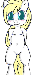 Size: 212x481 | Tagged: safe, artist:randy, oc, oc only, oc:aryanne, earth pony, semi-anthro, aryan pony, belly button, bipedal, blonde, nipples, nudity, solo, white