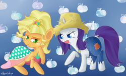 Size: 1732x1046 | Tagged: safe, artist:verminshy, applejack, rarity, g4, simple ways, applejewel, rarihick