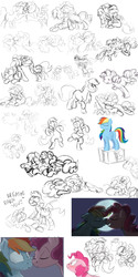 Size: 3000x6000 | Tagged: safe, artist:stratustrot, pinkie pie, rainbow dash, g4, female, lesbian, ship:pinkiedash, shipping, sketch dump