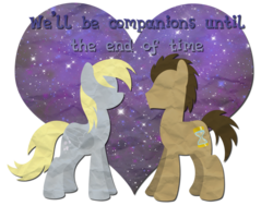 Size: 1028x777 | Tagged: safe, artist:drawntildawn, derpy hooves, doctor whooves, time turner, pegasus, pony, g4, female, heart, hearts and hooves day, male, mare, ship:doctorderpy, shipping, straight, valentine, valentine's day