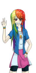 Size: 1670x3373 | Tagged: safe, artist:gerardwei, rainbow dash, human, g4, female, humanized, light skin, solo