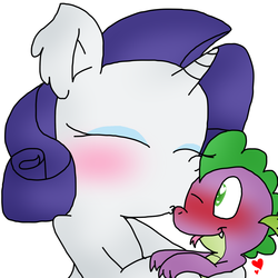 Size: 1024x1024 | Tagged: safe, artist:dreamyluigiofficial, rarity, spike, g4, blushing, female, male, ship:sparity, shipping, straight