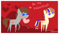 Size: 1999x1148 | Tagged: safe, artist:turbo740, oc, oc only, female, heart, hearts and hooves day, male, pipbuck, pointy ponies, shipping, straight, valentine, valentine's day