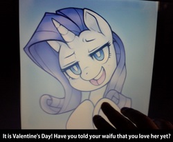 Size: 2560x2108 | Tagged: safe, artist:soulspade, rarity, g4, female, fourth wall, hoofbump, pov, solo, valentine's day, waifu