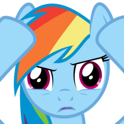 Size: 1024x1024 | Tagged: safe, artist:byteslice, rainbow dash, pony, g4, close-up, female, looking at you, mare, my brain is full of fuck, open mouth, reaction image, simple background, solo, transparent background, vector