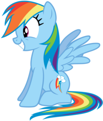 Size: 1024x1210 | Tagged: safe, artist:discorded, rainbow dash, pegasus, pony, g4, pinkie pride, .ai available, cute, dashabetes, female, grin, show accurate, simple background, sitting, smiling, solo, spread wings, squee, transparent background, vector, wide eyes
