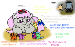 Size: 992x621 | Tagged: safe, artist:mr tiggly the wiggly walnut, fluffy pony, blender (object), fluffy pony foals, fluffy pony mother