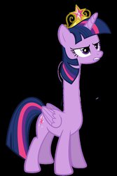 Size: 682x1024 | Tagged: safe, edit, twilight sparkle, alicorn, pony, g4, black background, element of magic, female, long neck, mare, simple background, solo, twilight sparkle (alicorn)