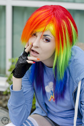 Size: 1272x1920 | Tagged: safe, artist:mugggy, rainbow dash, human, g4, cosplay, irl, irl human, photo, solo